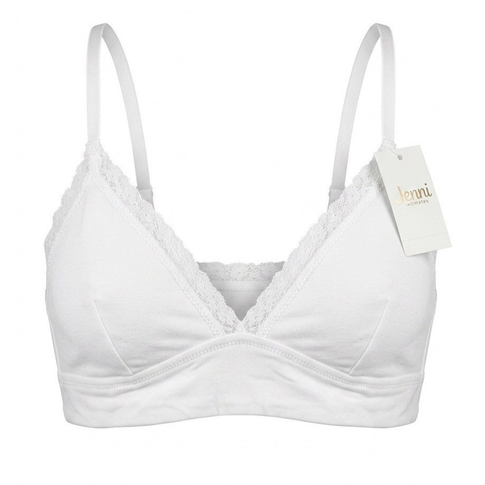 Jenni Intimates Womens Core Bralette Bright White Lace Trim XXL 100120857 NEW